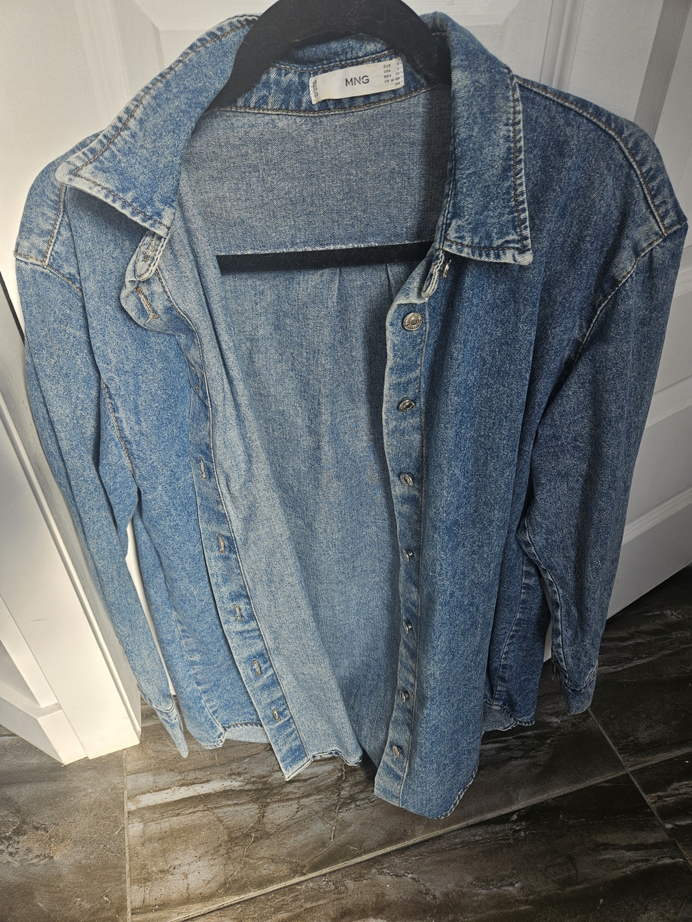 Mango Oversized Light Blue Denim Shirt Jacket